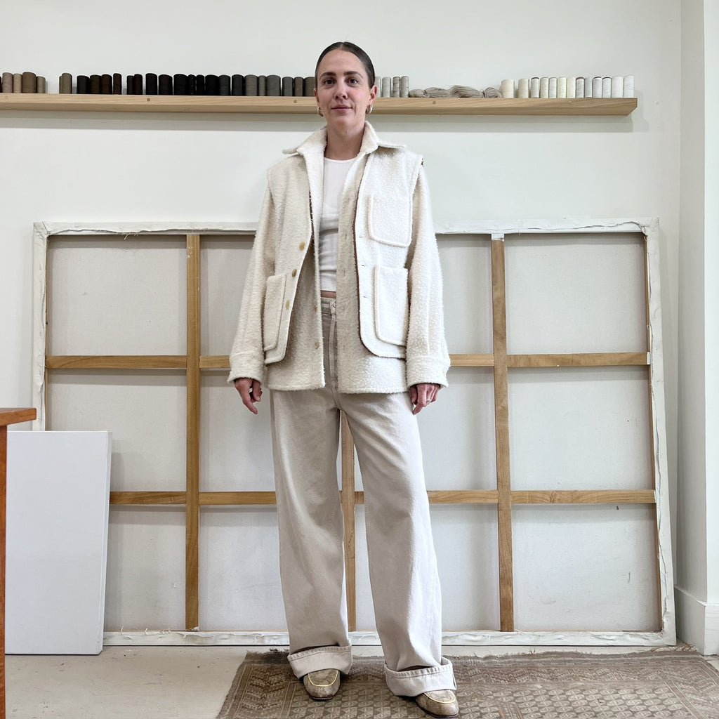 White / Dark Camel Reversible Casentino Wool Vest
