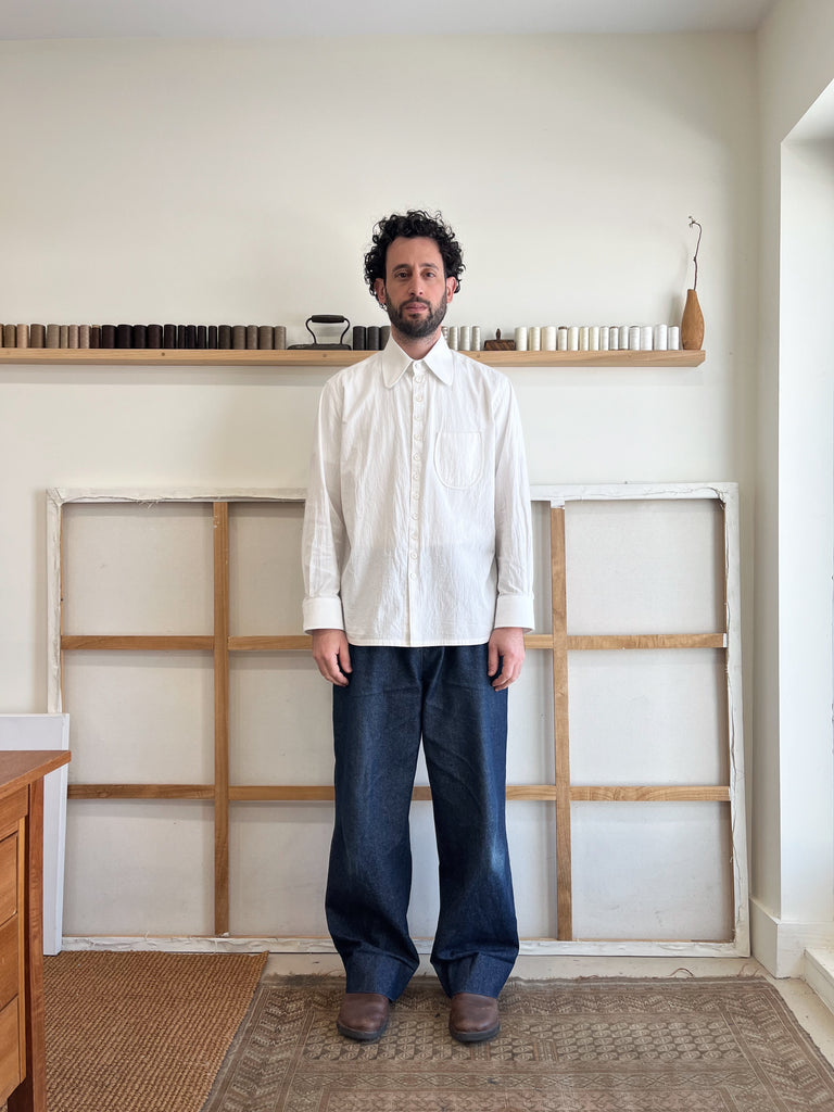 White Laundered Cotton Dress Shirt