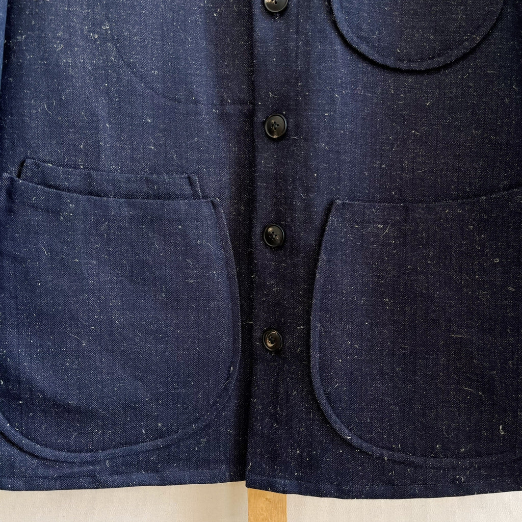 Denim and Linen Herringbone Twill Chore Coat