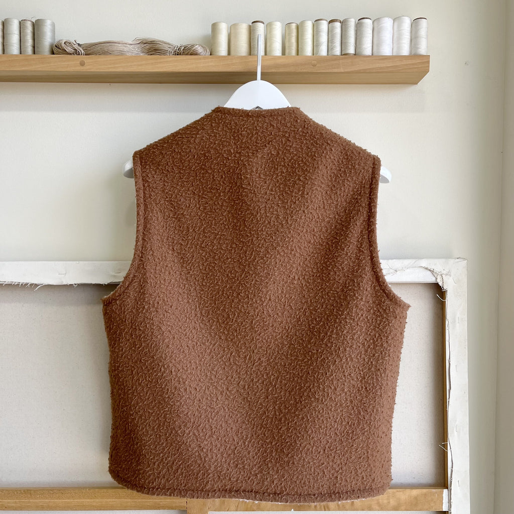 White / Dark Camel Reversible Casentino Wool Vest