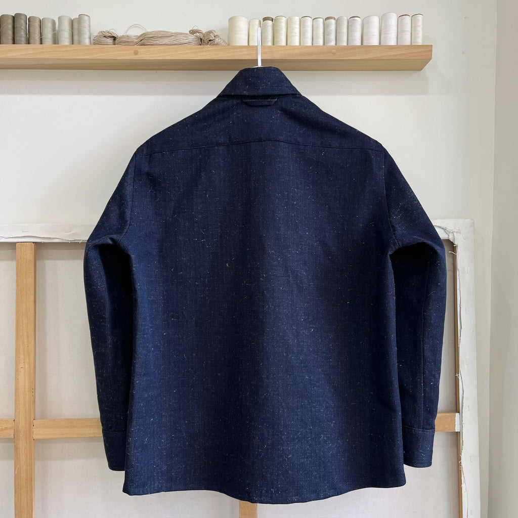 Denim and Linen Herringbone Twill Chore Coat
