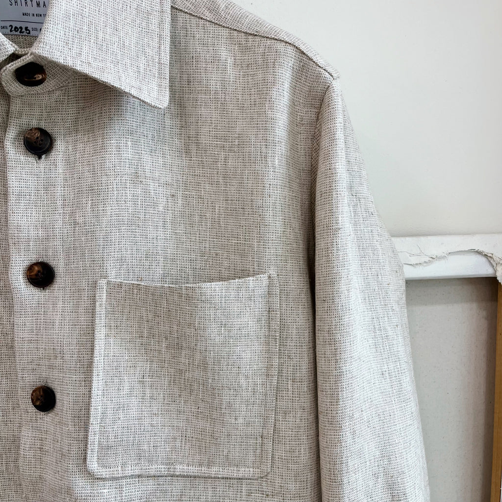Deadstock Oatmeal Basketweave Linen Chore Coat