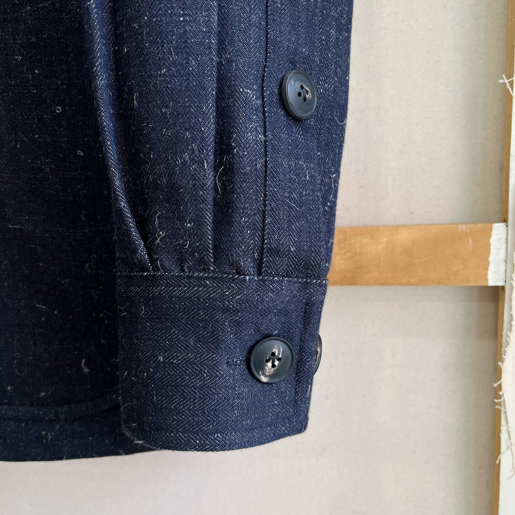 Denim and Linen Herringbone Twill Chore Coat