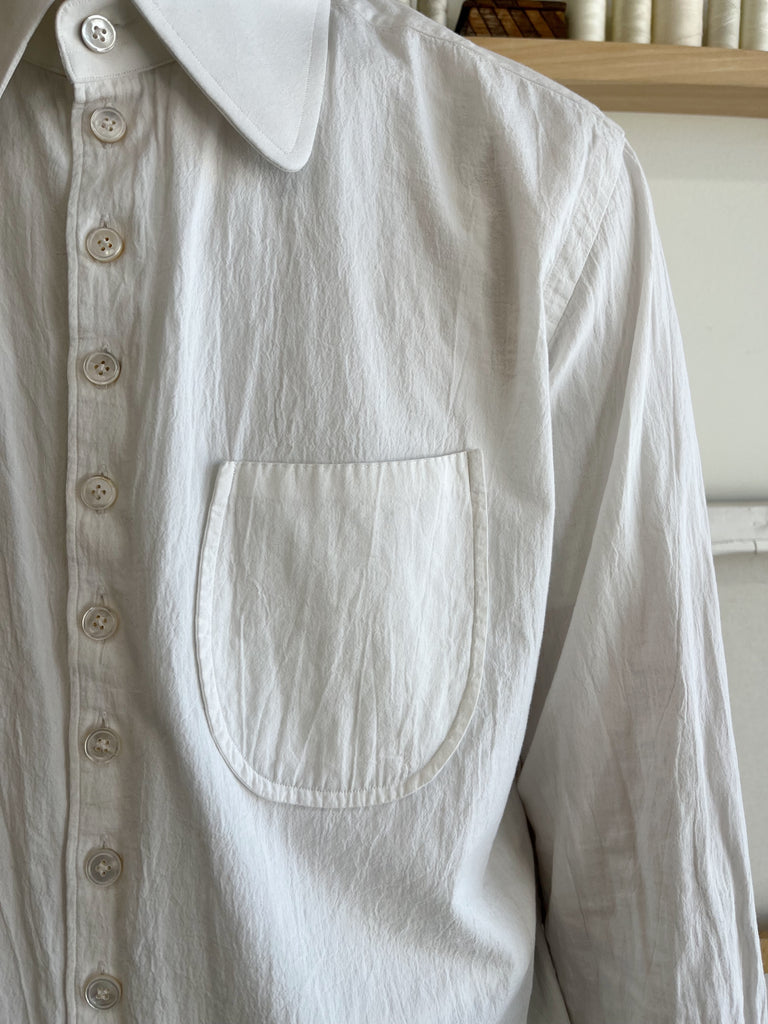 White Laundered Cotton Dress Shirt