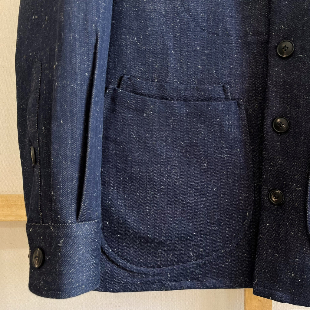 Denim and Linen Herringbone Twill Chore Coat