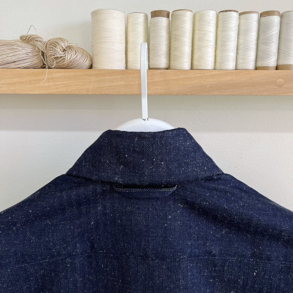 Denim and Linen Herringbone Twill Chore Coat