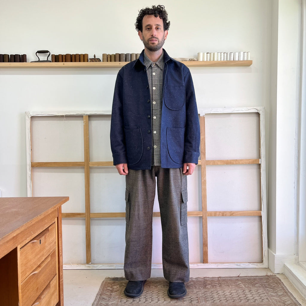 Denim and Linen Herringbone Twill Chore Coat
