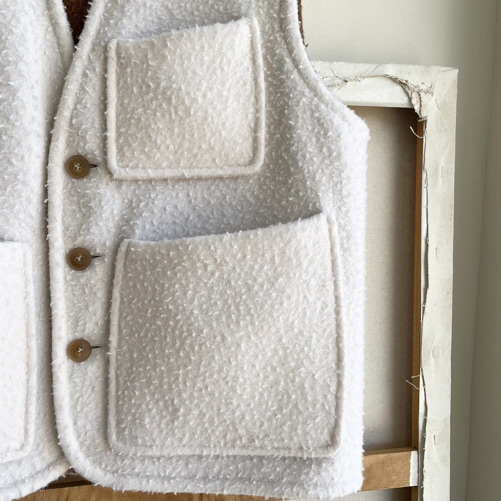 White / Dark Camel Reversible Casentino Wool Vest