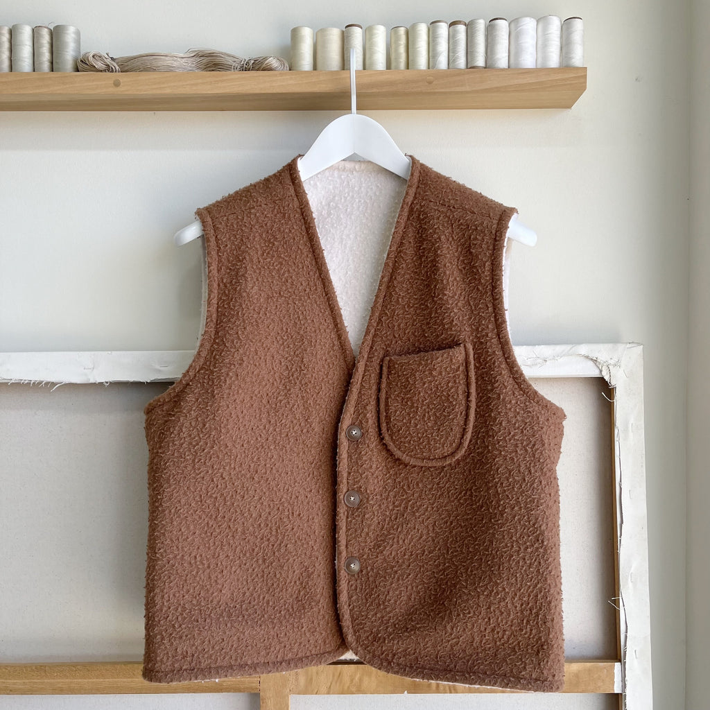 White / Dark Camel Reversible Casentino Wool Vest