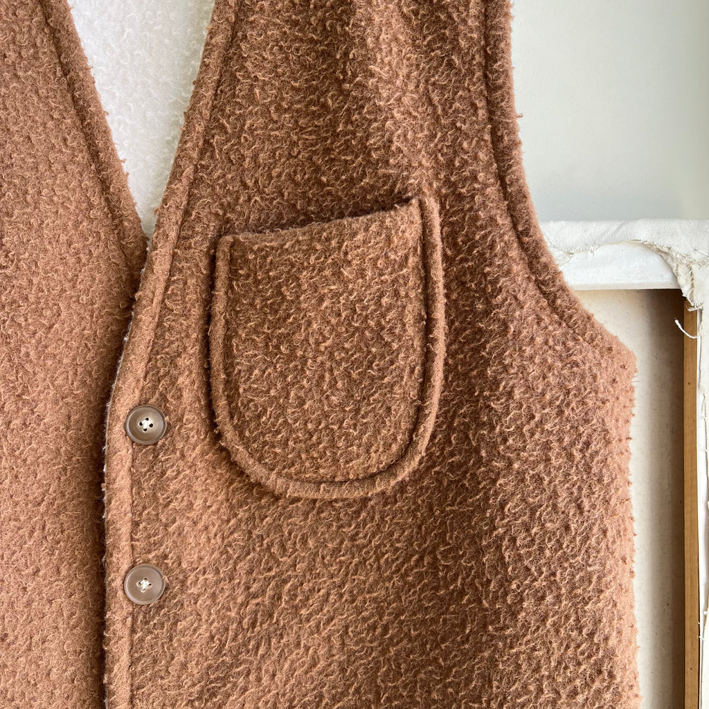 White / Dark Camel Reversible Casentino Wool Vest