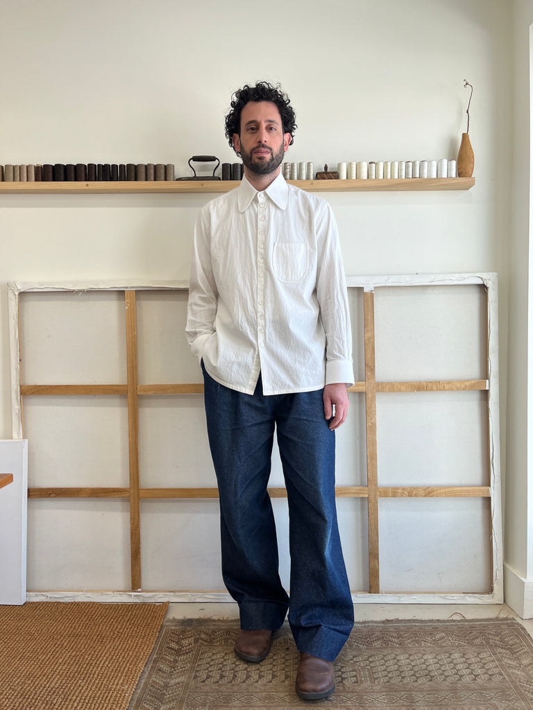 White Laundered Cotton Dress Shirt