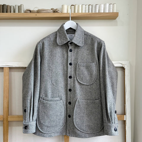 Deadstock Grey Tweed Wool Chore Coat