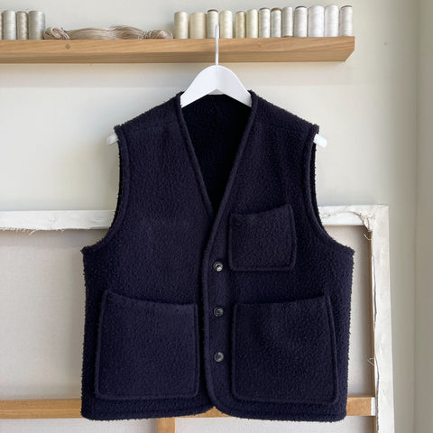 Midnight Navy / Black Reversible Casentino Wool Vest