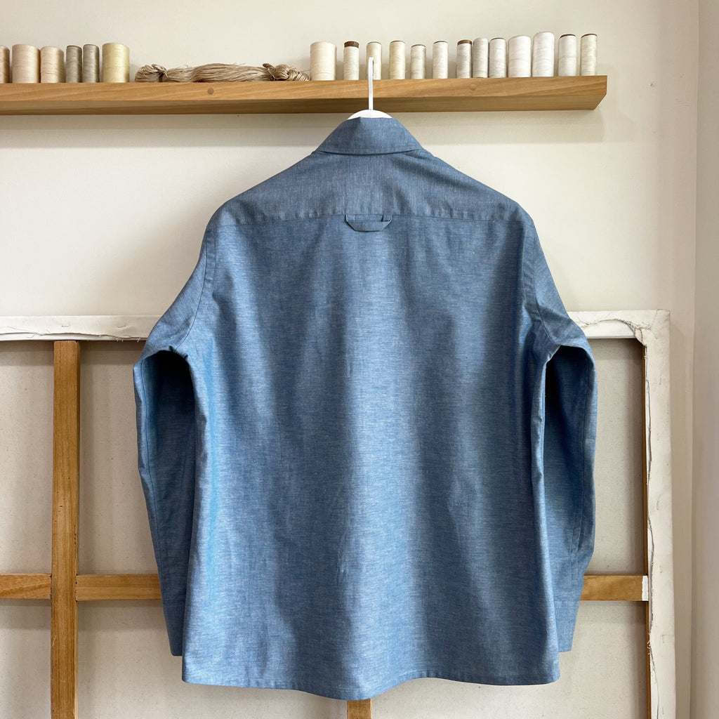 Steel Blue Chambray Button Down Dress Shirt