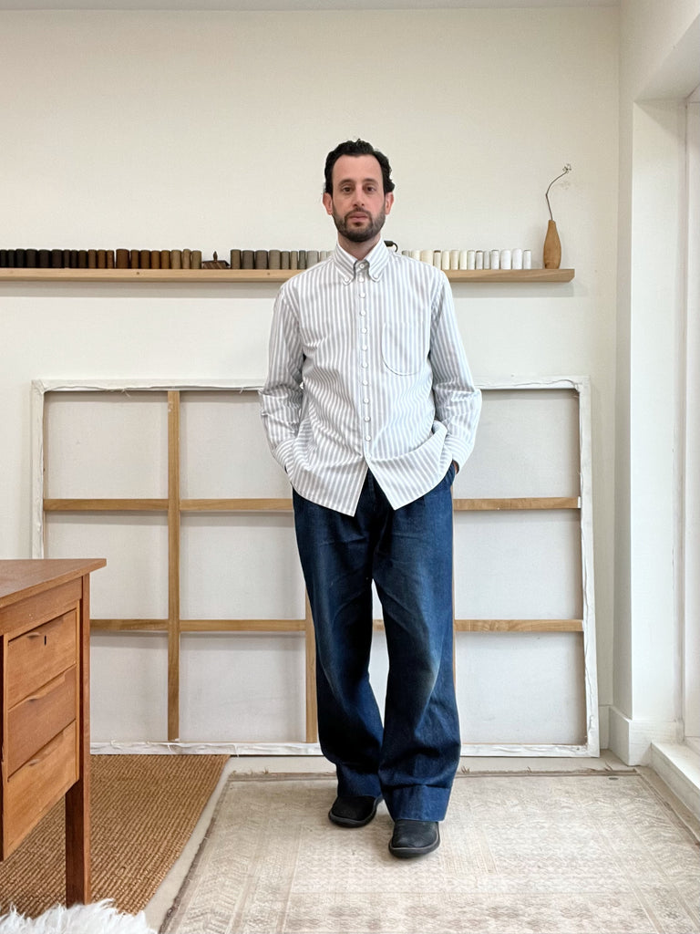 Dead-stock Cotton Oxford Stripe Dress Shirt