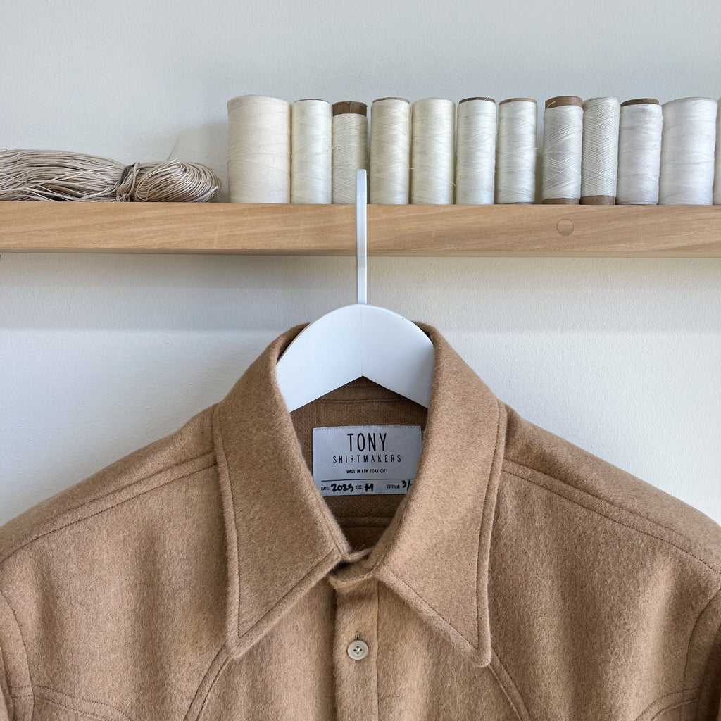 Deadstock Camel Wool Cashmere Sawtooth Western Shirt