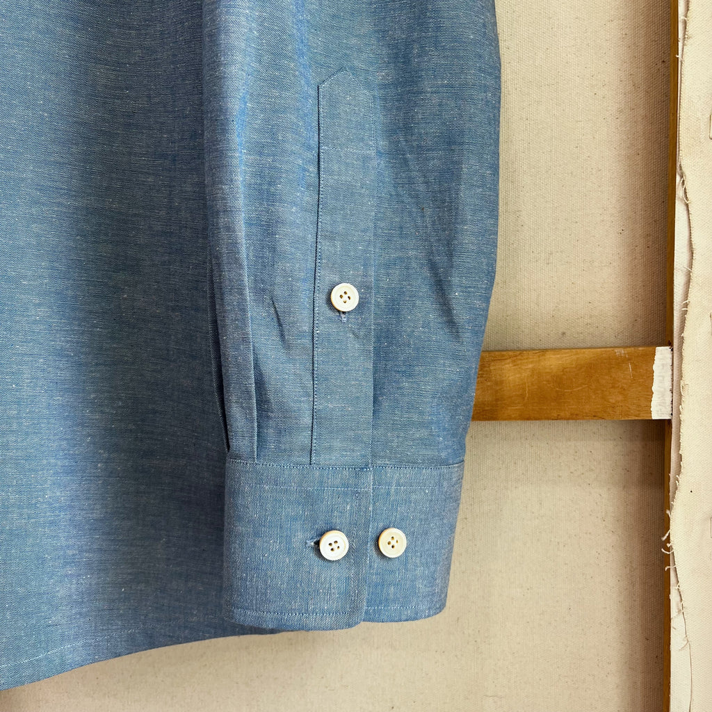 Steel Blue Chambray Button Down Dress Shirt