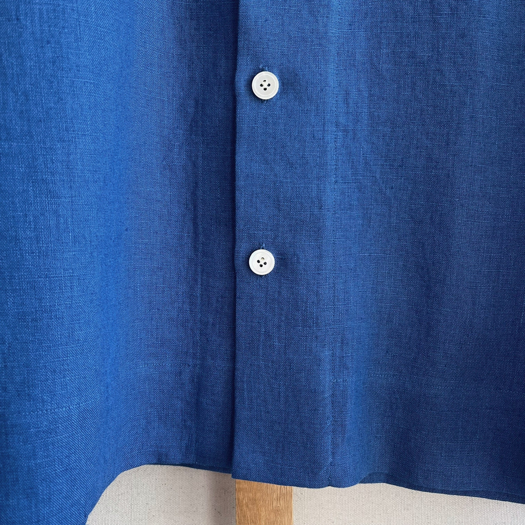 French Blue Linen Camp Shirt