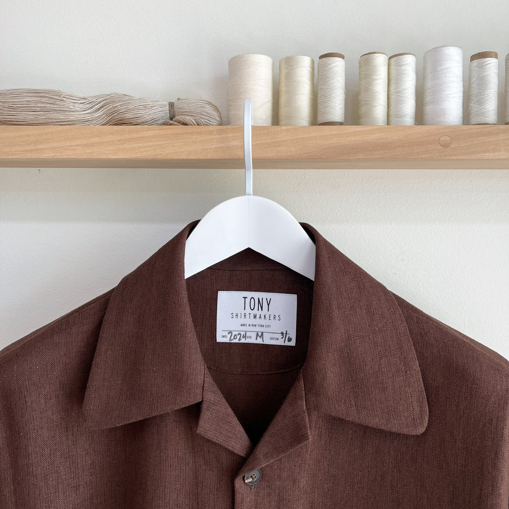 Chocolate Linen Camp Shirt