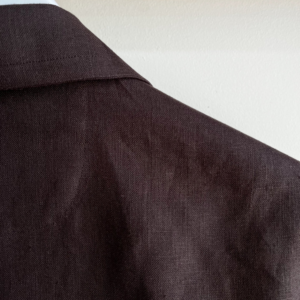 Chocolate Linen Camp Shirt