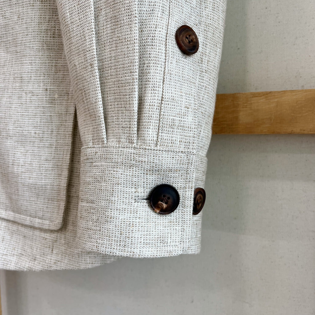 Deadstock Oatmeal Basketweave Linen Chore Coat