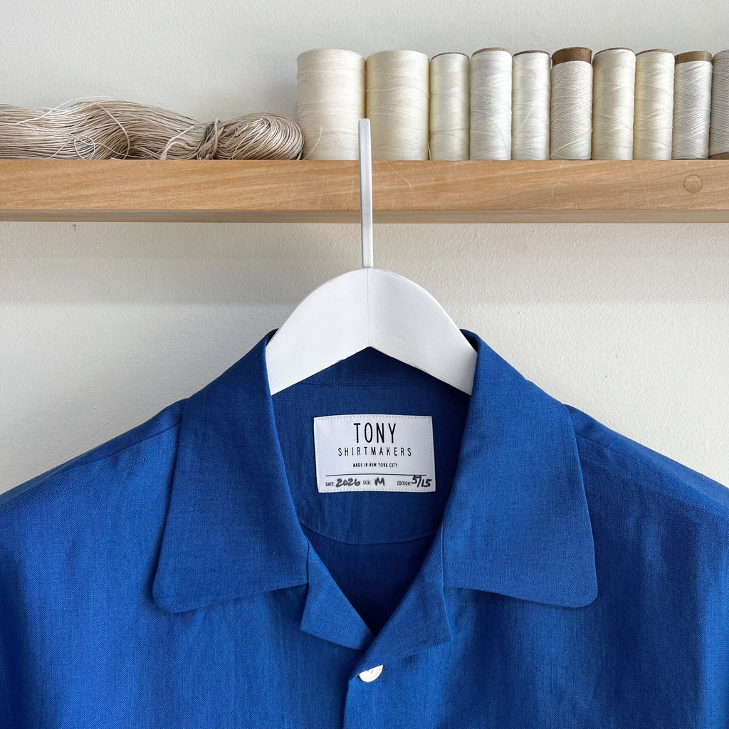 French Blue Linen Camp Shirt