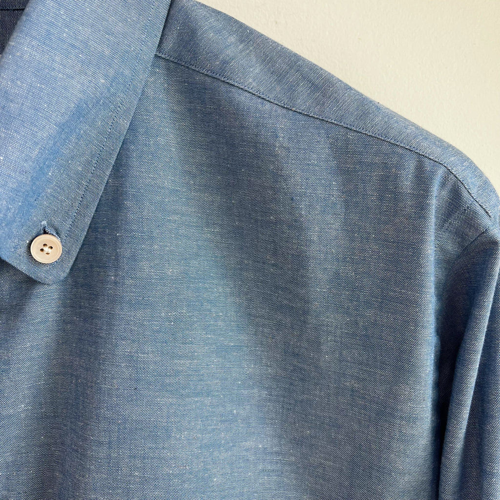 Steel Blue Chambray Button Down Dress Shirt