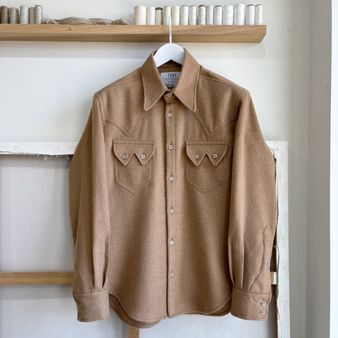 Deadstock Camel Wool Cashmere Sawtooth Western Shirt
