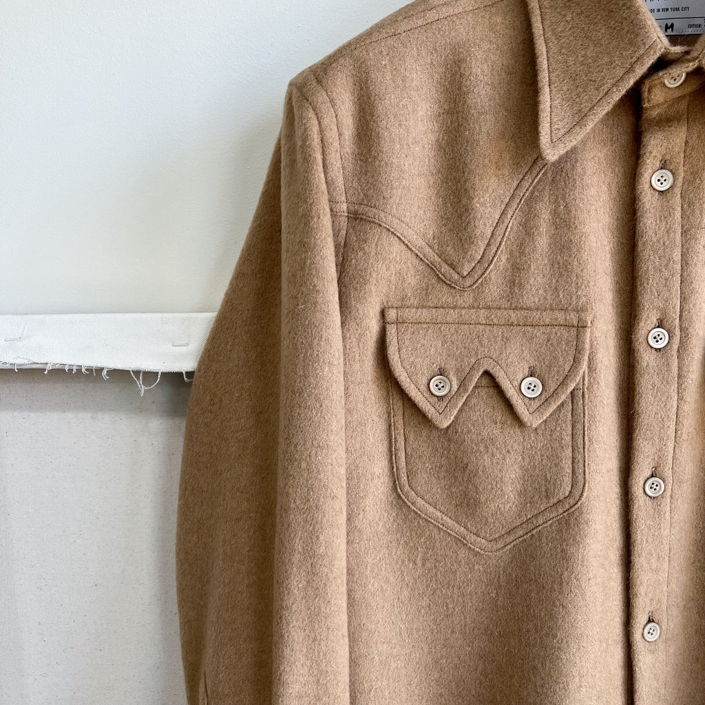 Deadstock Camel Wool Cashmere Sawtooth Western Shirt