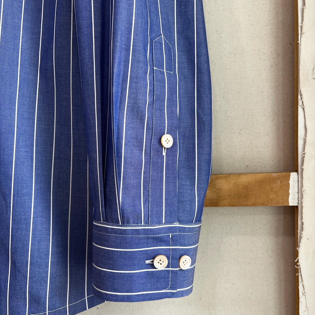 Azure Stripe Cotton Button Down Dress Shirt