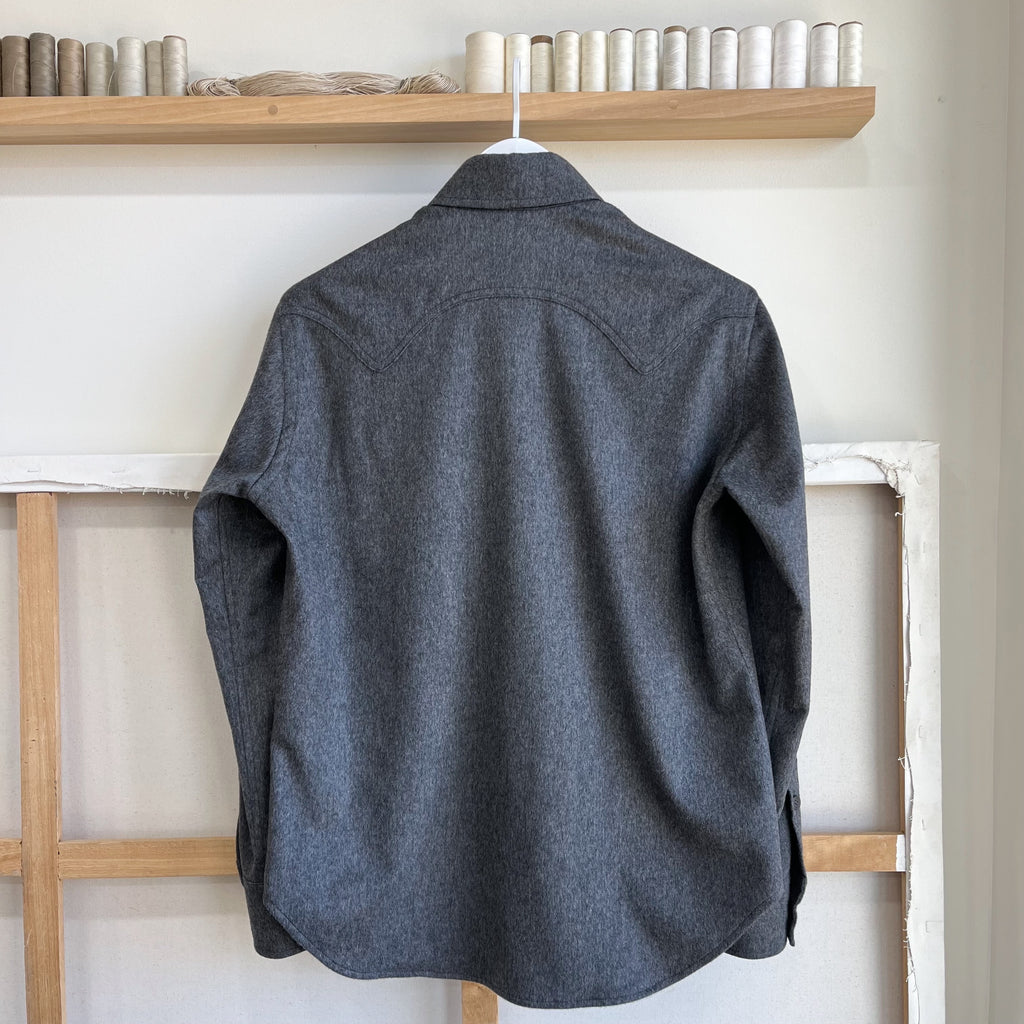 Deadstock Charcoal Cashmere Sawtooth Western Shirt