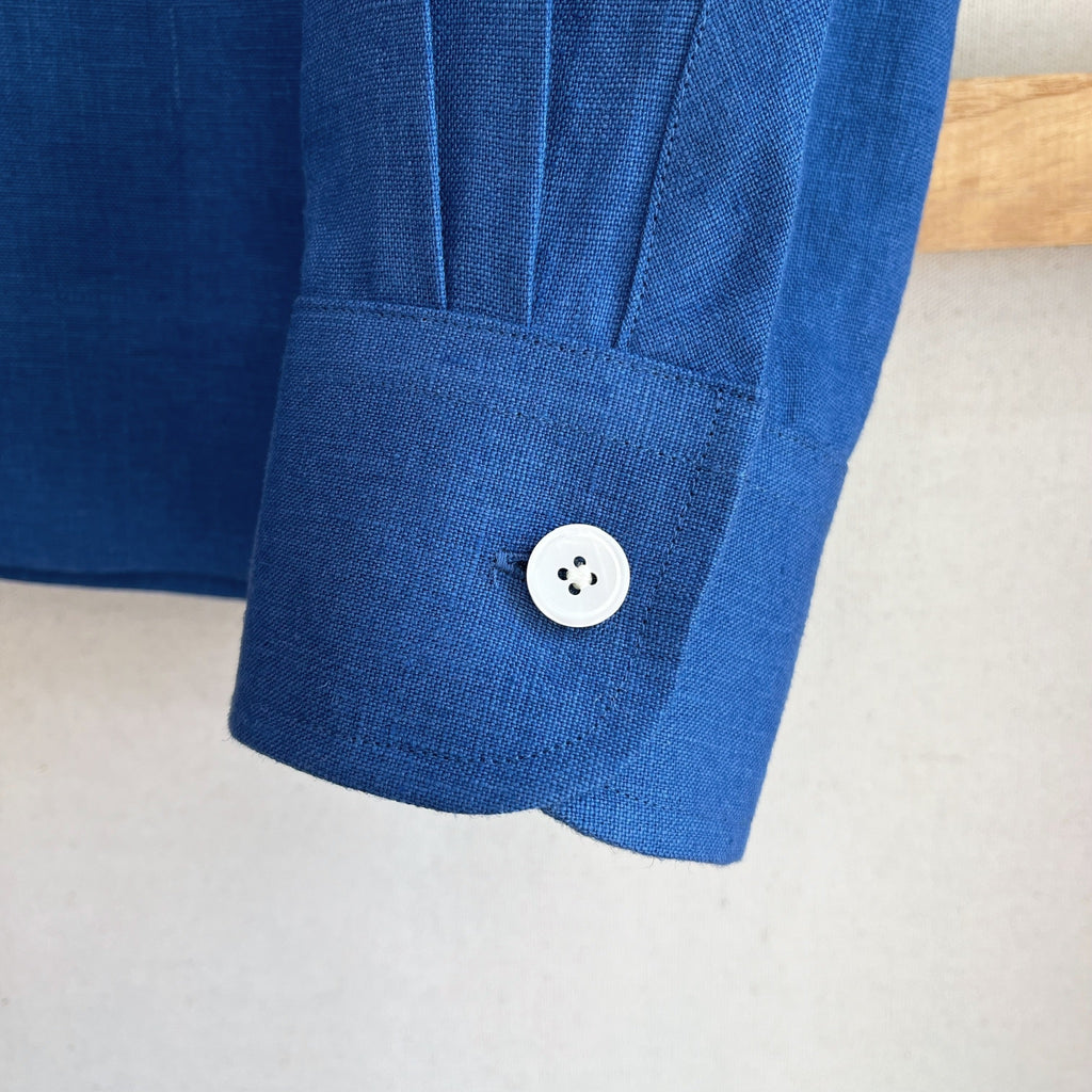 French Blue Linen Camp Shirt