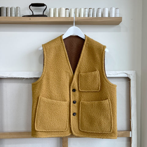 Senape/Cammello Scuro Reversible Casentino Wool Vest