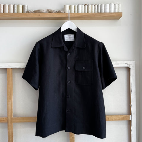 Black Linen Camp Shirt