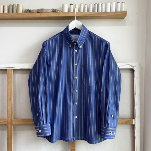 Azure Stripe Cotton Button Down Dress Shirt