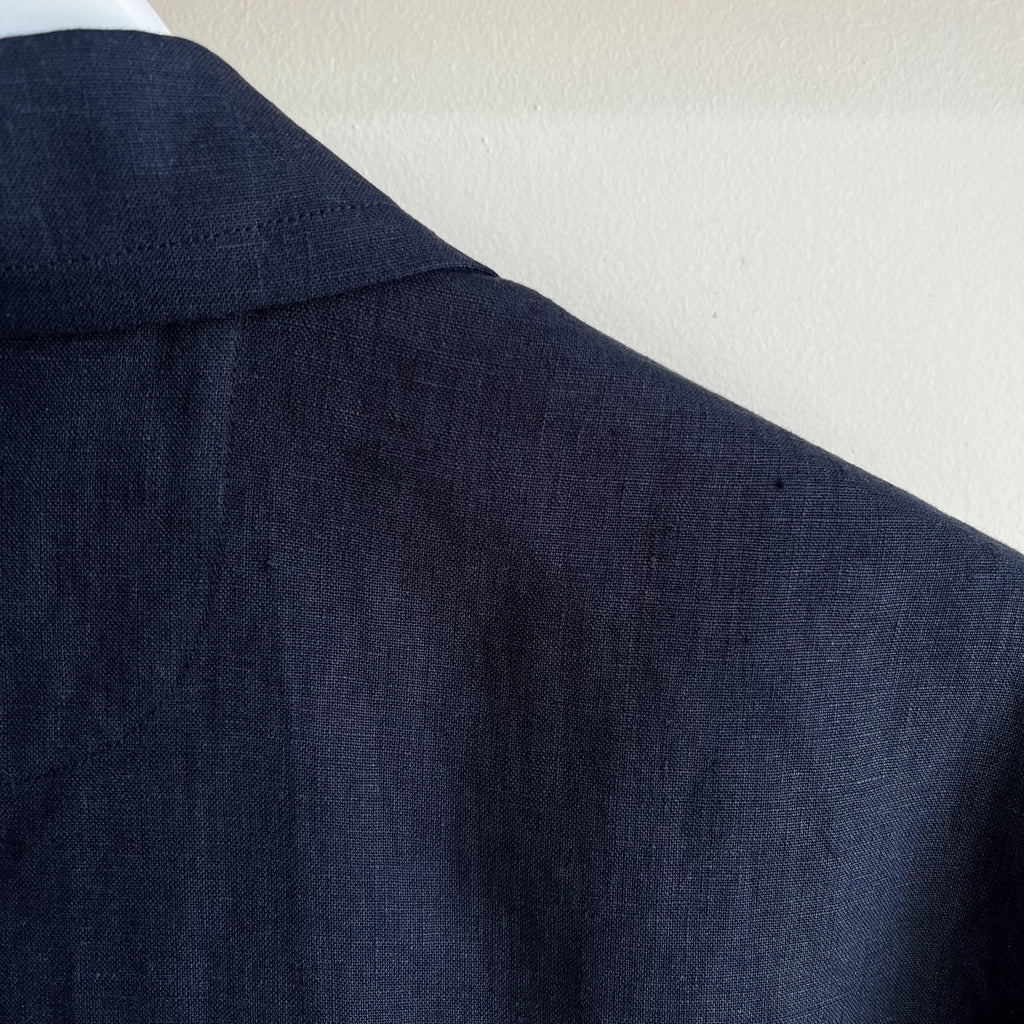 Navy Linen Camp Shirt