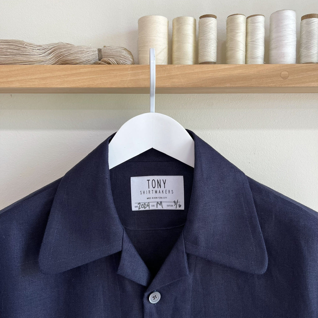 Navy Linen Camp Shirt