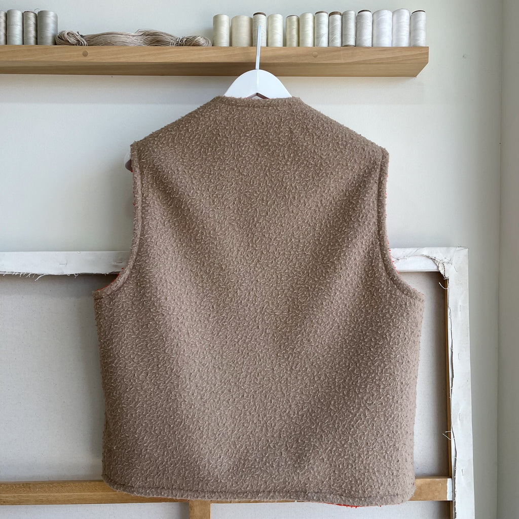 Light Camel / Blaze Orange Reversible Casentino Wool Vest