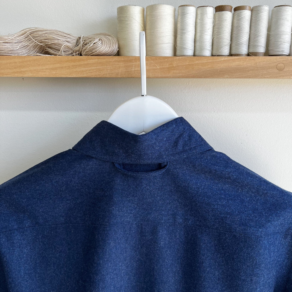 French Blue Wool Cashmere Overshirt