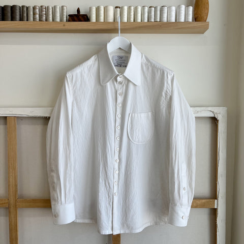 White Laundered Cotton Dress Shirt