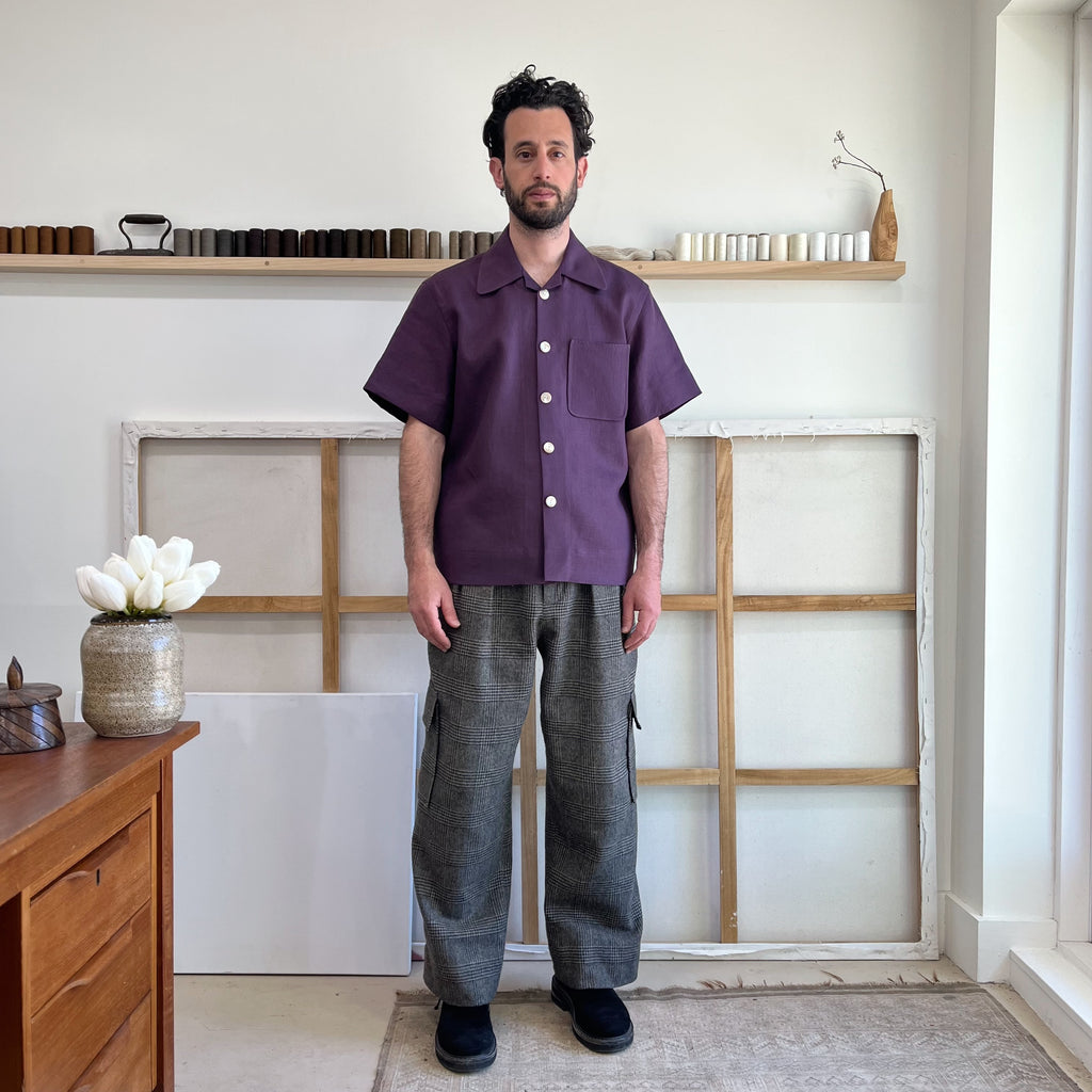 Eggplant Linen Camp Shirt (Size Small, Medium and Large)