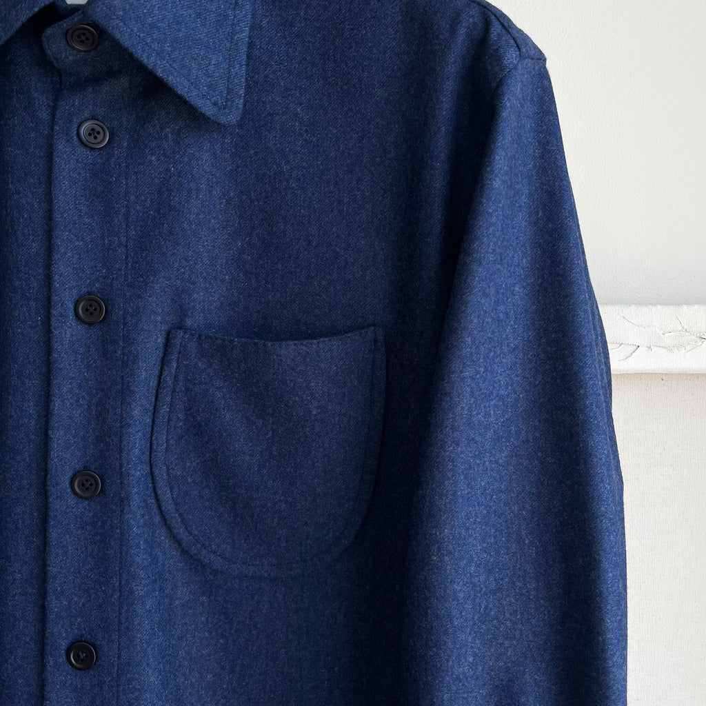 French Blue Wool Cashmere Overshirt