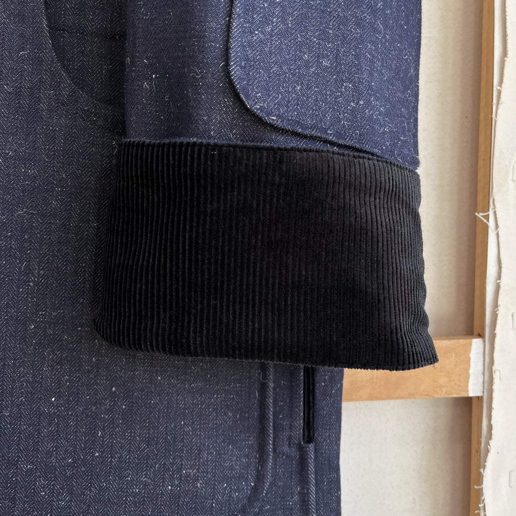 Denim and Linen Herringbone Twill Field Jacket