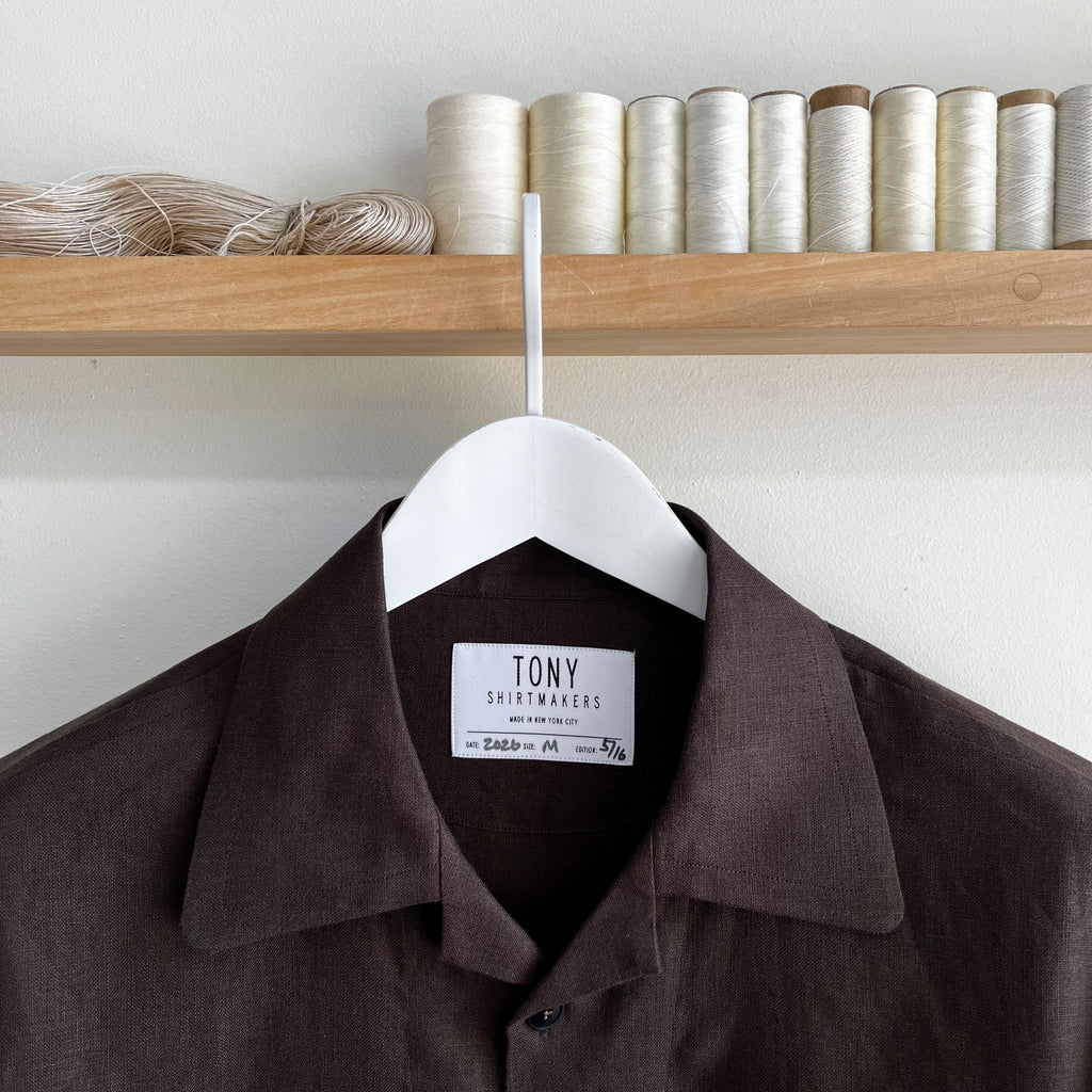 Chocolate Linen Camp Shirt