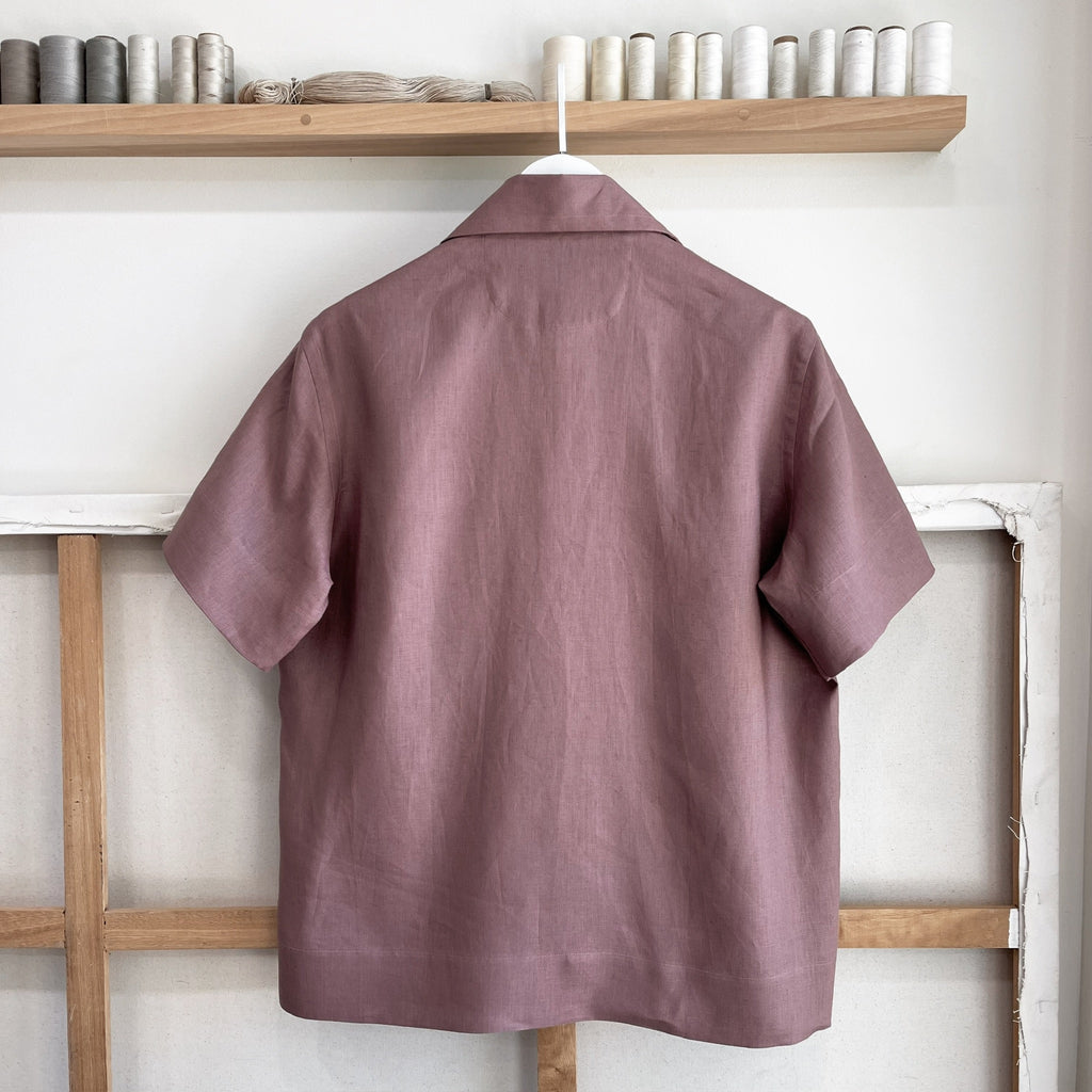 Mauve Linen Camp Shirt