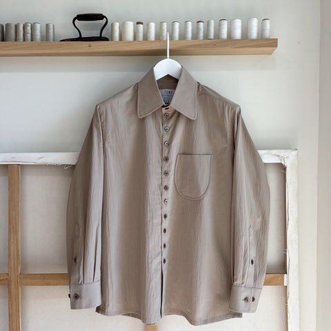 Taupe Laundered Cotton Dress Shirt