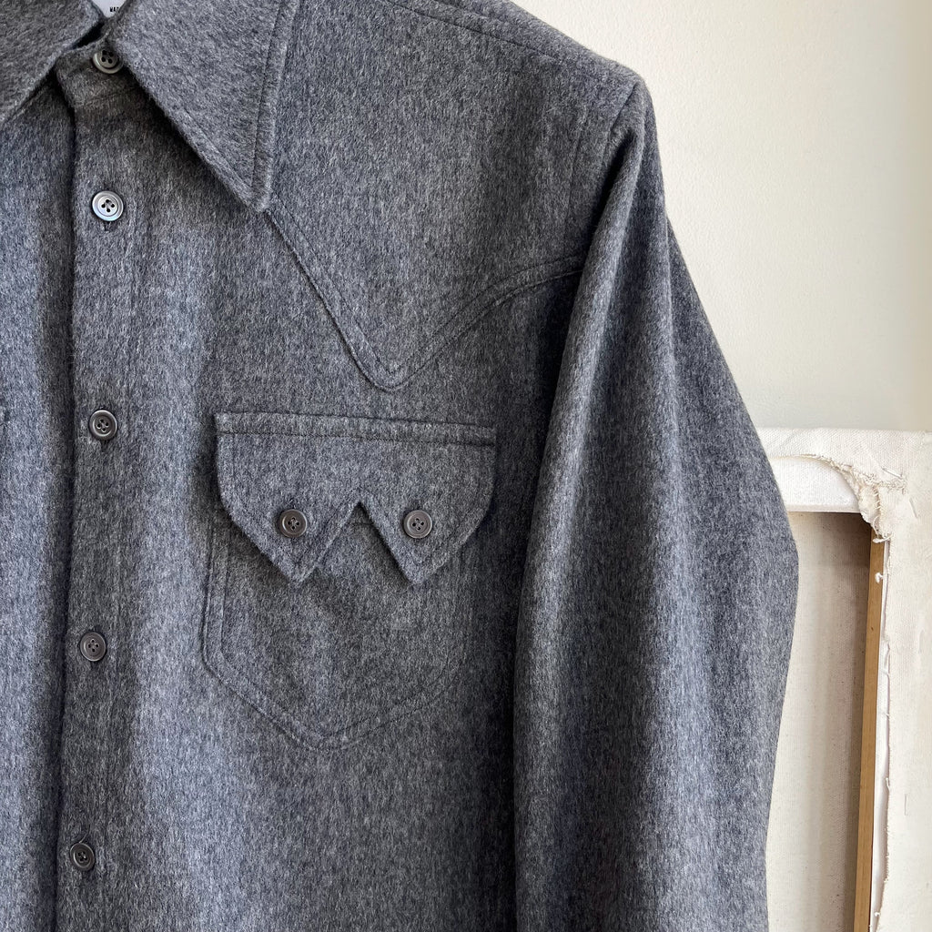 Deadstock Charcoal Cashmere Sawtooth Western Shirt