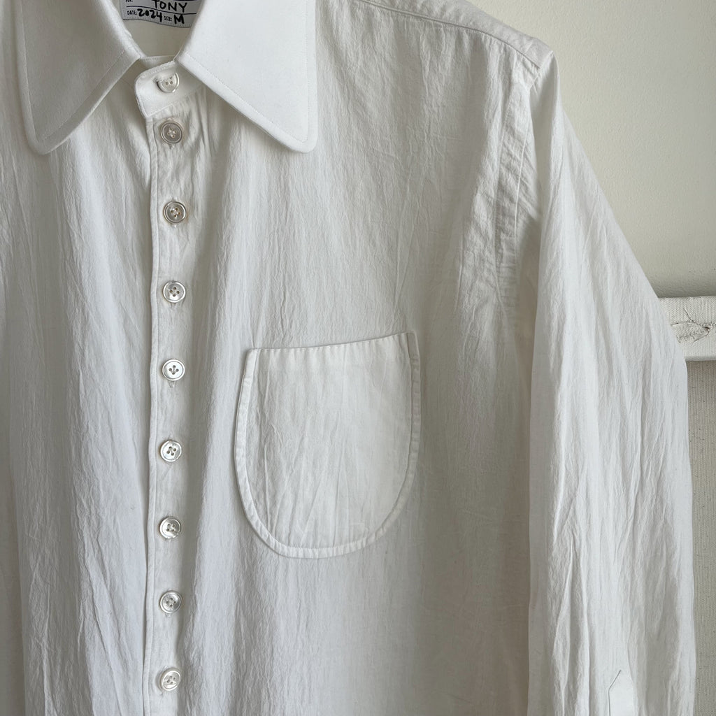 White Laundered Cotton Dress Shirt