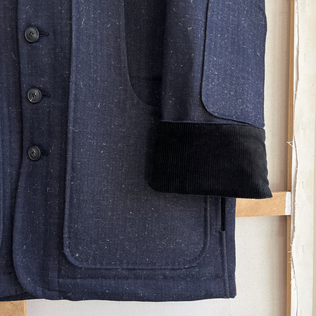 Denim and Linen Herringbone Twill Field Jacket