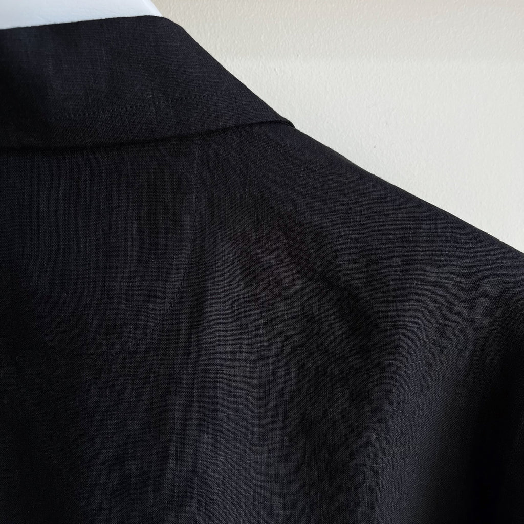 Black Linen Camp Shirt